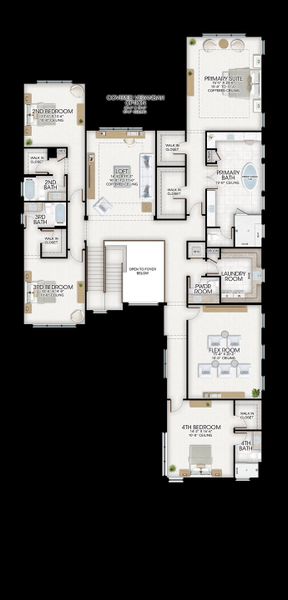 2D floor plan layout for the Solaris by GL Homes in Apex at Avenir, Palm Beach Gardens, FL (Image 6).