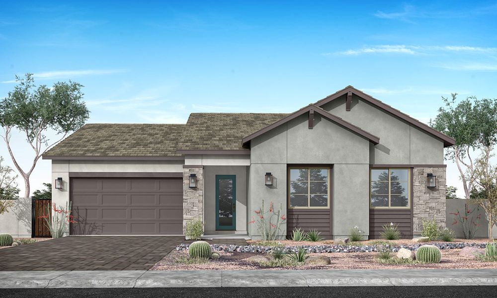 Representative exterior photo of a completed home built from the Dahlia Plan 5006 by Tri Pointe Homes in Soleo, San Tan Valley, AZ (Image 19).