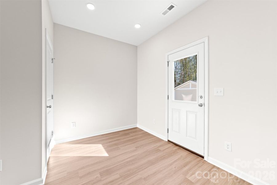 Breakfast nook and back door