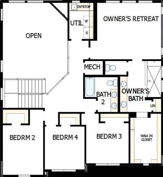 2D floor plan layout of this home in Cloverleaf - Pinnacle Collection, Monument, CO (Image 6).