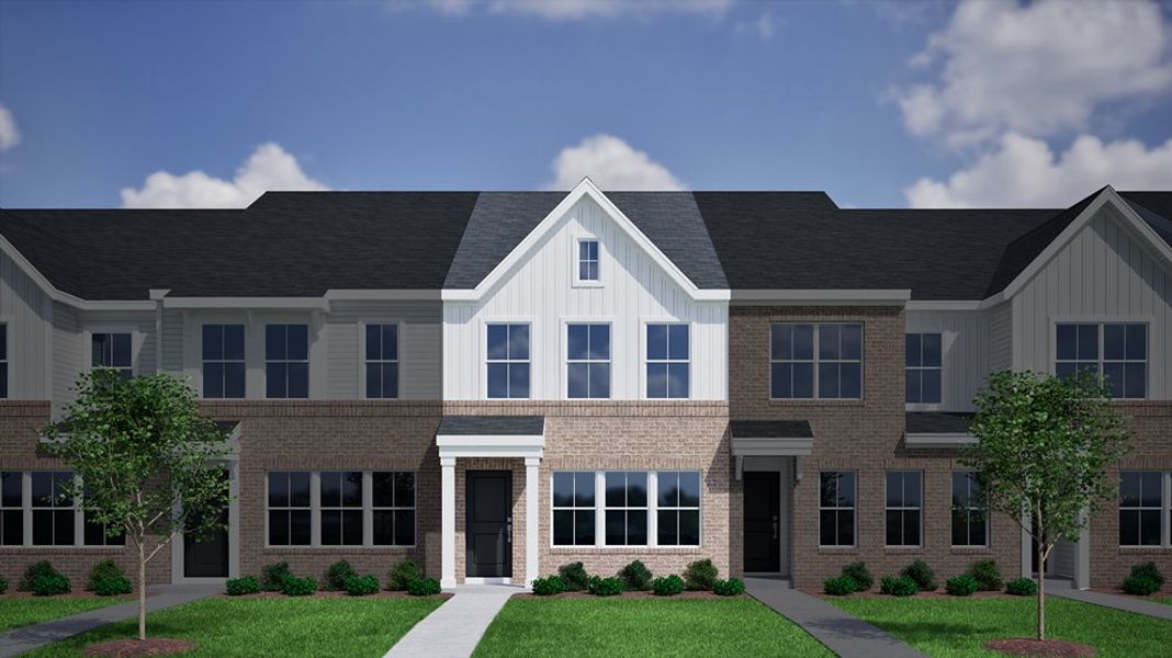 Front exterior of a new home in Renaissance at White Oak, Garner, NC, highlighting curb appeal (Image 1).