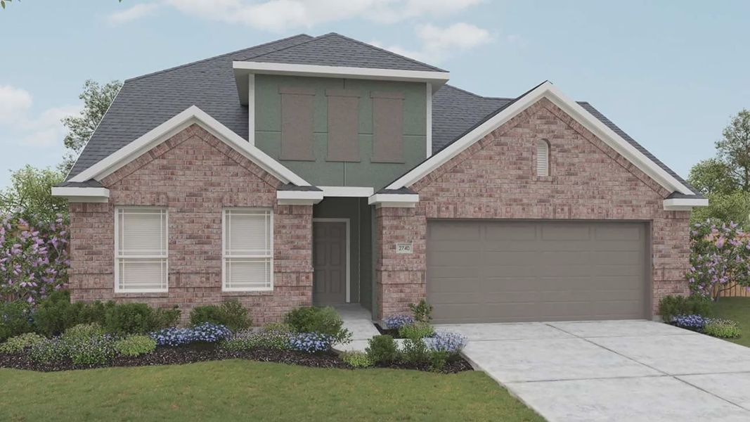 Representative exterior photo of a completed home built from the Meyerson by DRB Homes in Carillon, Manor, TX (Image 8).