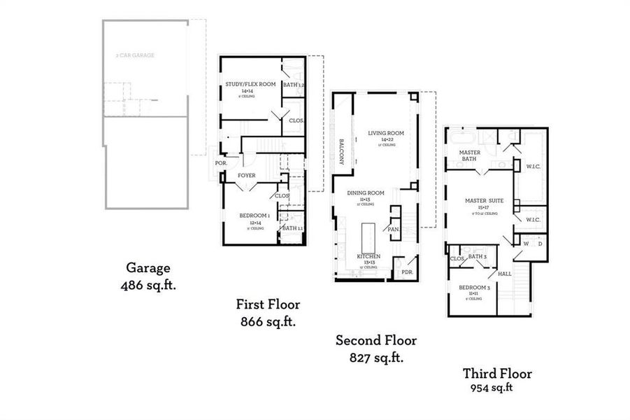 2D floor plan layout of this home in Addison Grove, Addison, TX (Image 3).