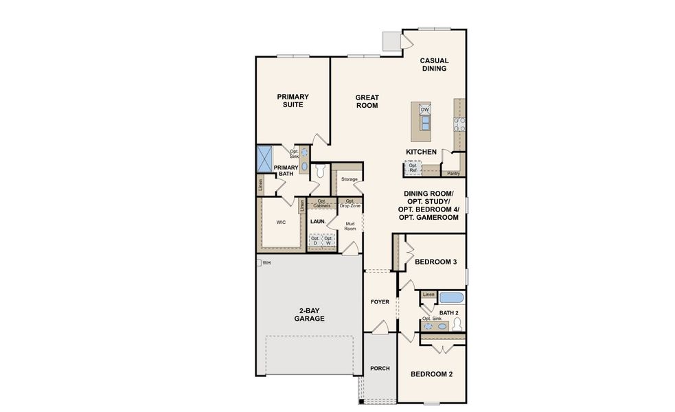 2D floor plan layout for the Davis by Century Communities in Liberty Collection at Katy Reserve, Katy, TX (Image 3). 2D floor plan layout for the Davis by Century Communities in Liberty Collection at Katy Reserve, Katy, TX (Image 3).
