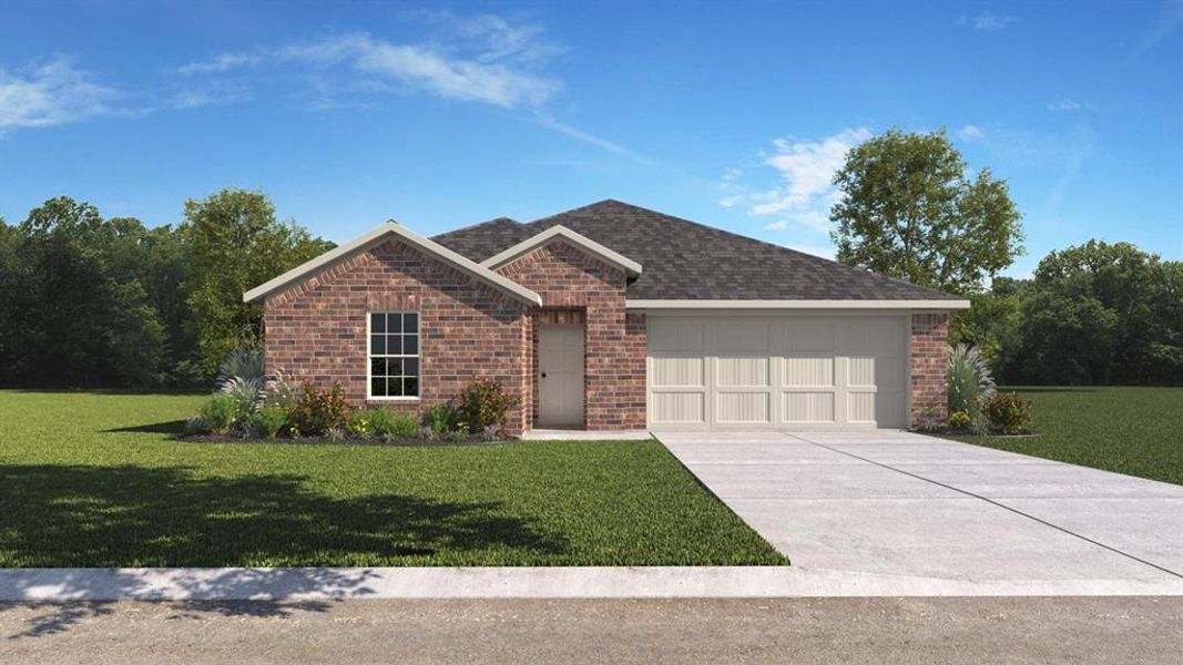 Front exterior of a new home in Trailstone, Caddo Mills, TX, highlighting curb appeal (Image 1). Front exterior of a new home in Trailstone, Caddo Mills, TX, highlighting curb appeal (Image 1).