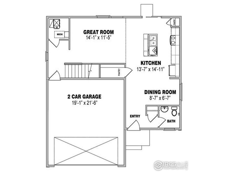 2D floor plan layout of this home in Liberty Draw, Evans, CO (Image 3).