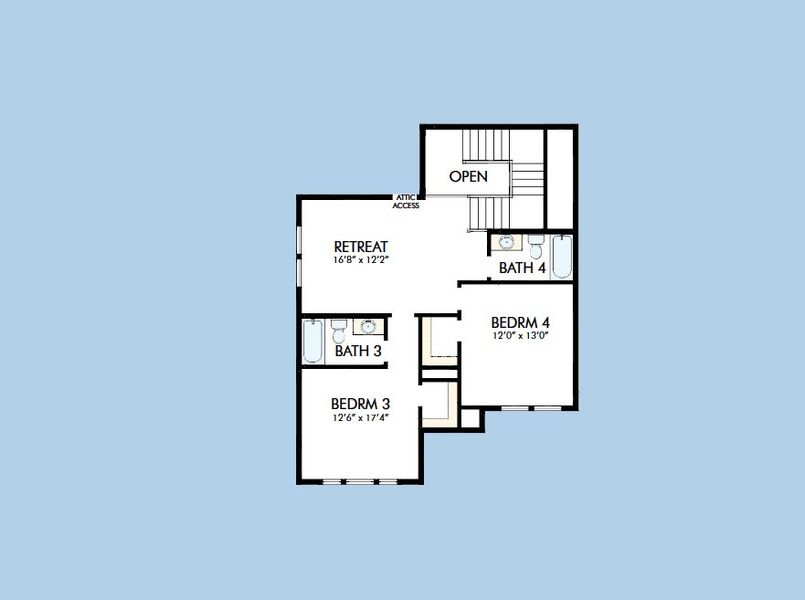 2D floor plan layout for the The Nacogdoches by David Weekley Homes in Walden Creek – Summit Collection, Montgomery, TX (Image 3).