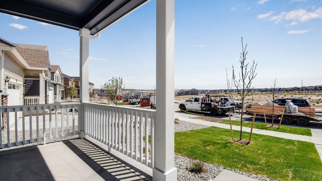 Exterior details and patio area of a home in Trails at Crowfoot, Parker (Image 4).