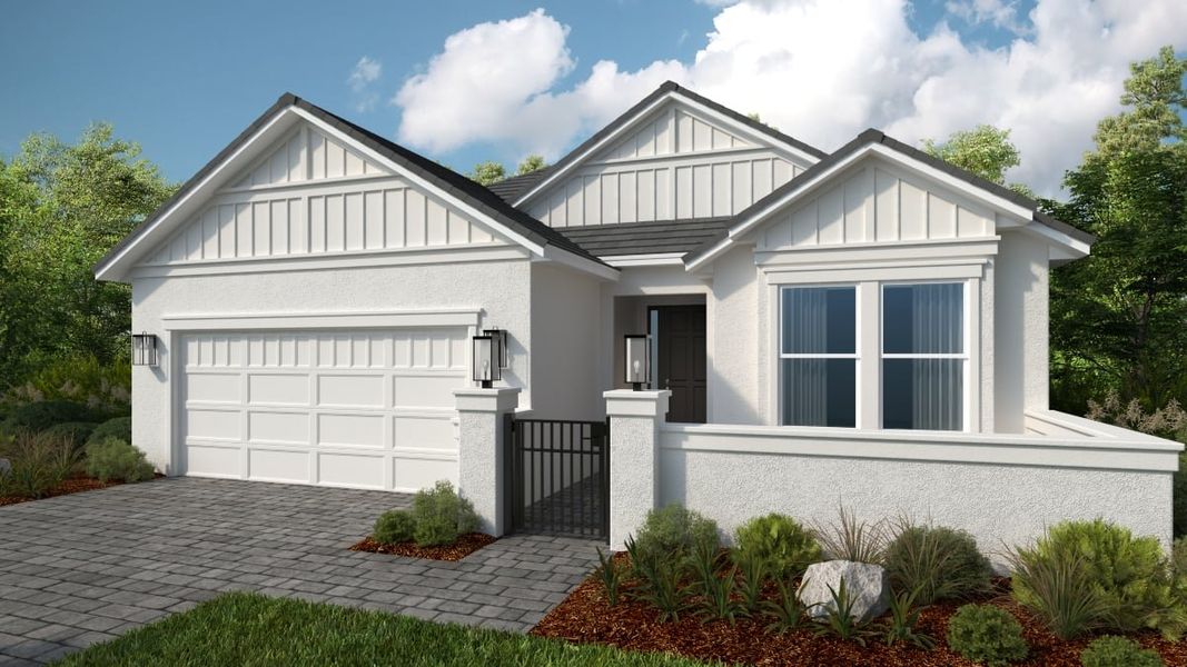 Representative exterior photo of a completed home built from the Lavello by Taylor Morrison in Esplanade at McKinnon Groves, Winter Garden, FL (Image 18). Representative exterior photo of a completed home built from the Lavello by Taylor Morrison in Esplanade at McKinnon Groves, Winter Garden, FL (Image 18).