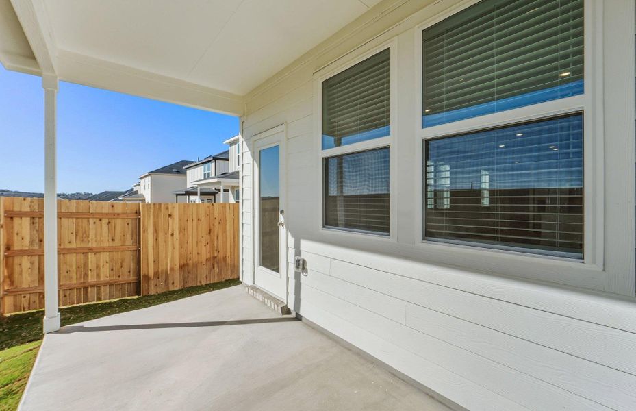 Exterior details and patio area of a home in Sunfield, Buda (Image 3). Exterior details and patio area of a home in Sunfield, Buda (Image 3).