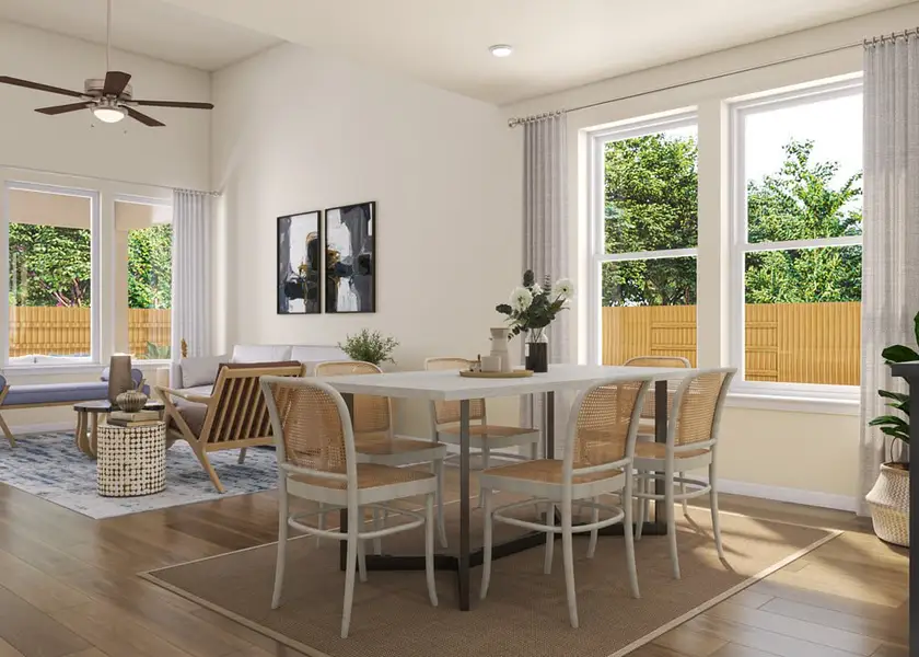 Furnished interior view inside a new home in Terrace Collection at Lariat, Liberty Hill (Image 10). Furnished interior view inside a new home in Terrace Collection at Lariat, Liberty Hill (Image 10).