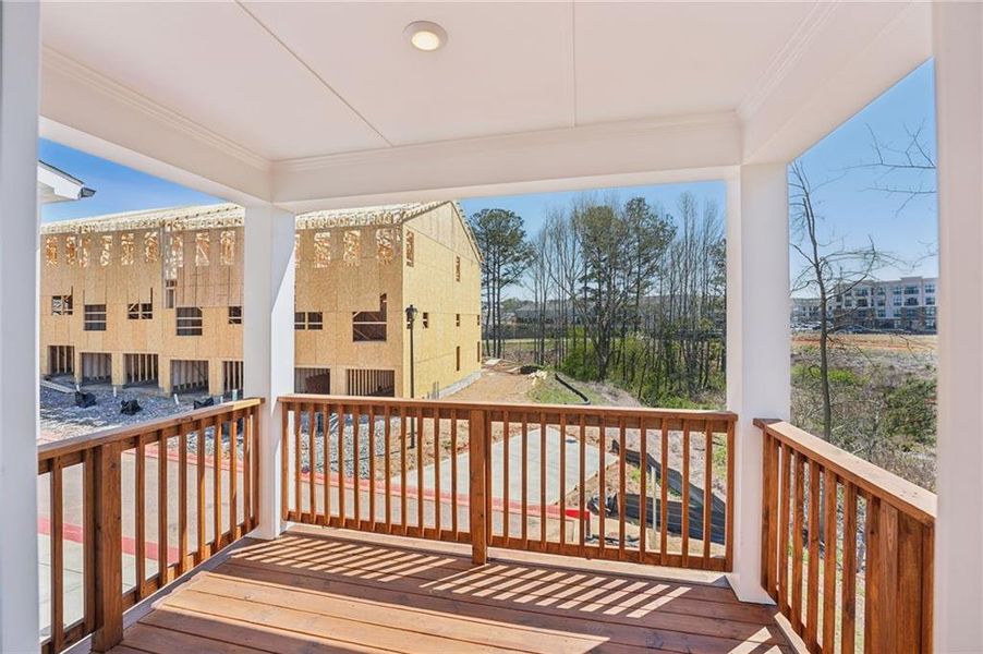 Exterior details and patio area of a home in Market Square at Sawnee Village, Cumming (Image 4).
