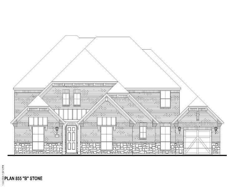 Plan 855 Elevation B w/ Stone