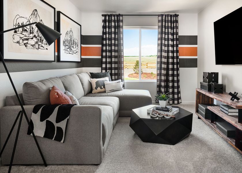 Representative furnished interior of a home built from the Granby by Taylor Morrison in Dawson Trails Town Collection, Castle Rock (Image 3).