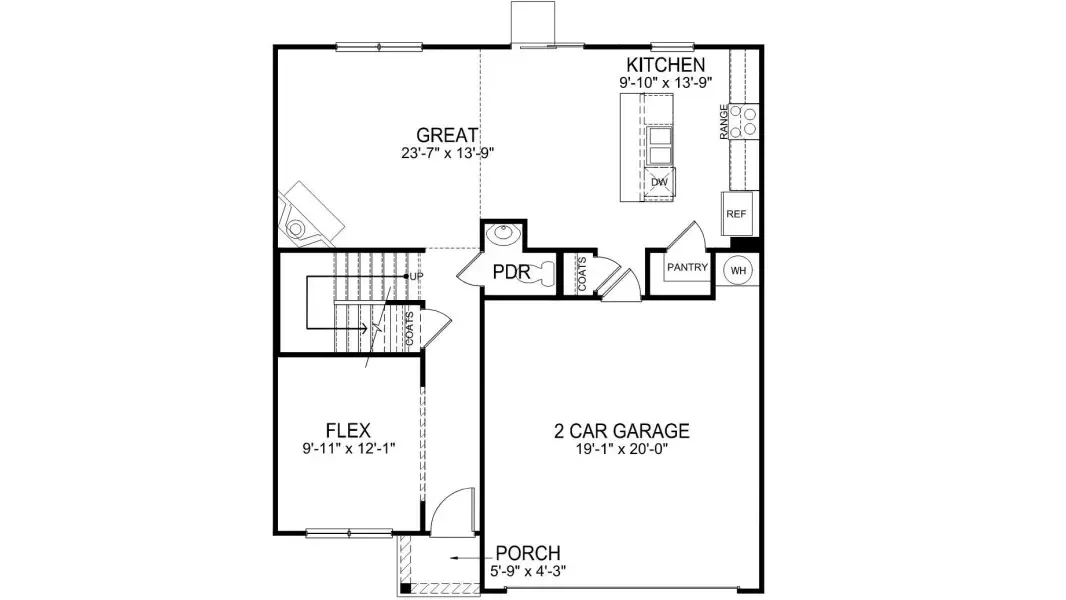 2D floor plan layout for the Belhaven by D.R. Horton in Sweetwater Village, Rockwell, NC (Image 3). 2D floor plan layout for the Belhaven by D.R. Horton in Sweetwater Village, Rockwell, NC (Image 3).
