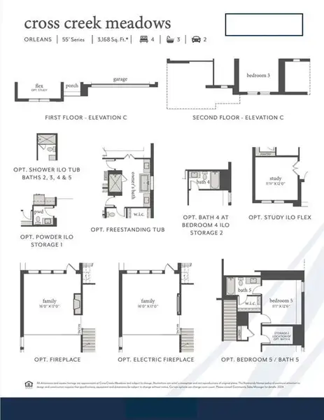 This dream home offers elevation B, optional study, powder bath, 4th bath, 5th bed-bath, free standing tub and so much more!