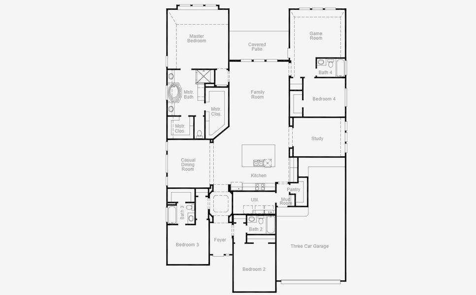 2D floor plan layout for the Bremond by Coventry Homes in Painted Tree 60', McKinney, TX (Image 3). 2D floor plan layout for the Bremond by Coventry Homes in Painted Tree 60', McKinney, TX (Image 3).