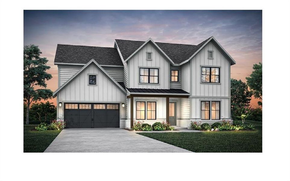 Front exterior of a new home in Silverwood, Cumming, GA, highlighting curb appeal (Image 2). Front exterior of a new home in Silverwood, Cumming, GA, highlighting curb appeal (Image 2).