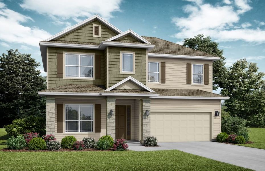 Representative exterior photo of a completed home built from the Rockdale by SEDA New Homes in Sandy Ridge, Yulee, FL (Image 2). Representative exterior photo of a completed home built from the Rockdale by SEDA New Homes in Sandy Ridge, Yulee, FL (Image 2).