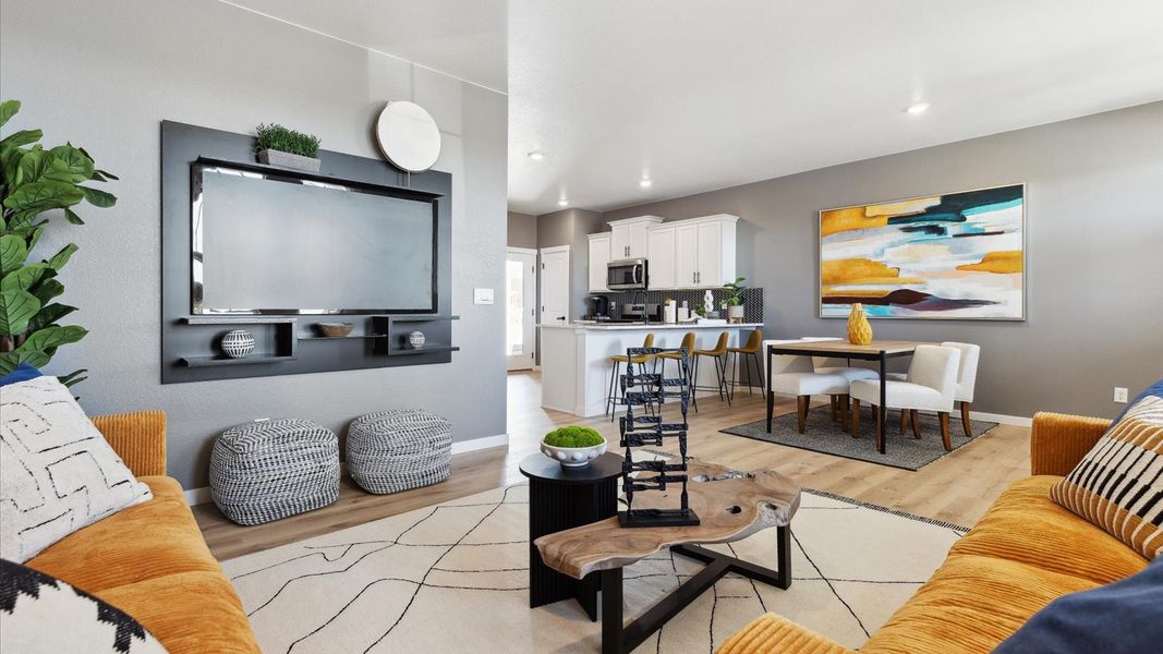 Representative furnished interior of a home built from the Larimer by D.R. Horton in Horizon Uptown, Aurora (Image 7).