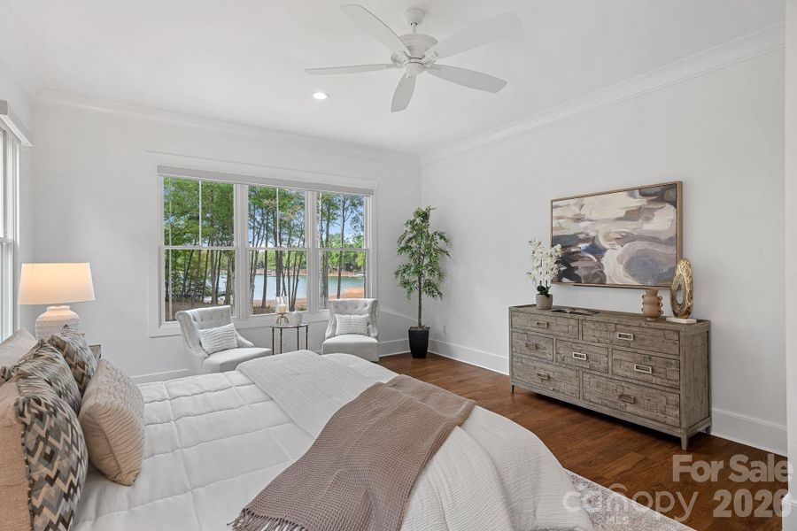 Primary bedroom overlooking the lake