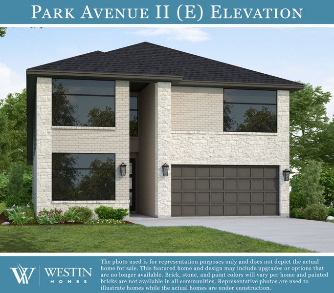 Representative exterior photo of a completed home built from the The Park Avenue II by Westin Homes in Sienna, Missouri City, TX (Image 19).