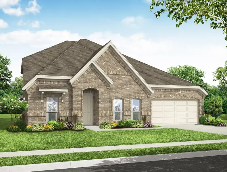 Representative exterior photo of a completed home built from the Goodrich by Impression Homes in Still Water Lake Estates, Godley, TX (Image 5). Representative exterior photo of a completed home built from the Goodrich by Impression Homes in Still Water Lake Estates, Godley, TX (Image 5).