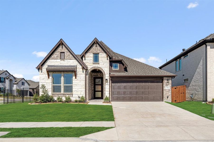 Front exterior of a new home in Willow Wood Classic 50, McKinney, TX, highlighting curb appeal (Image 2). Front exterior of a new home in Willow Wood Classic 50, McKinney, TX, highlighting curb appeal (Image 2).