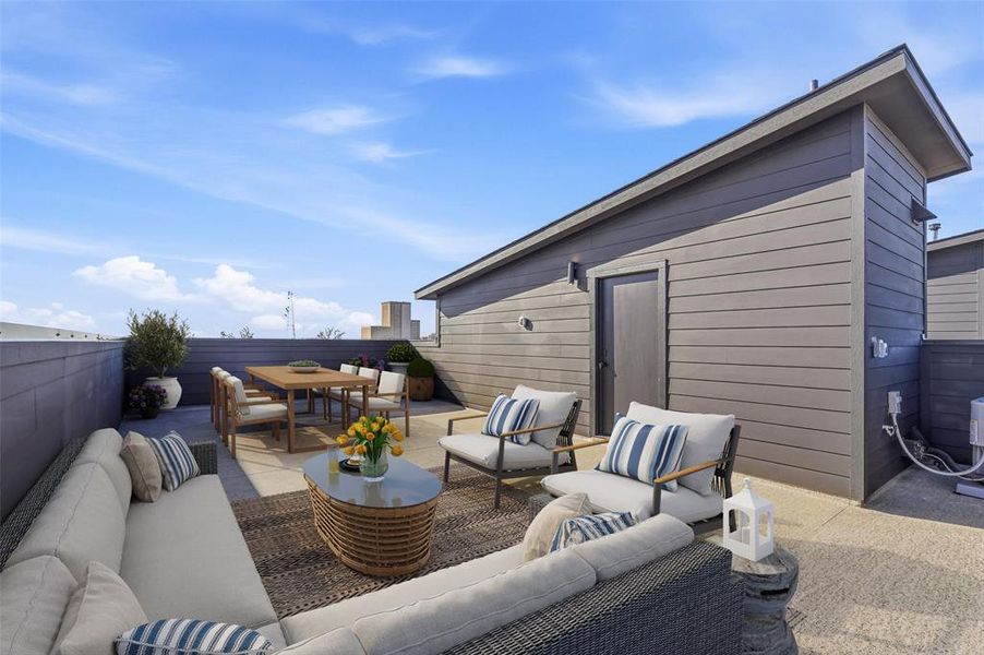 Exterior details and patio area of a home in , Dallas (Image 28).