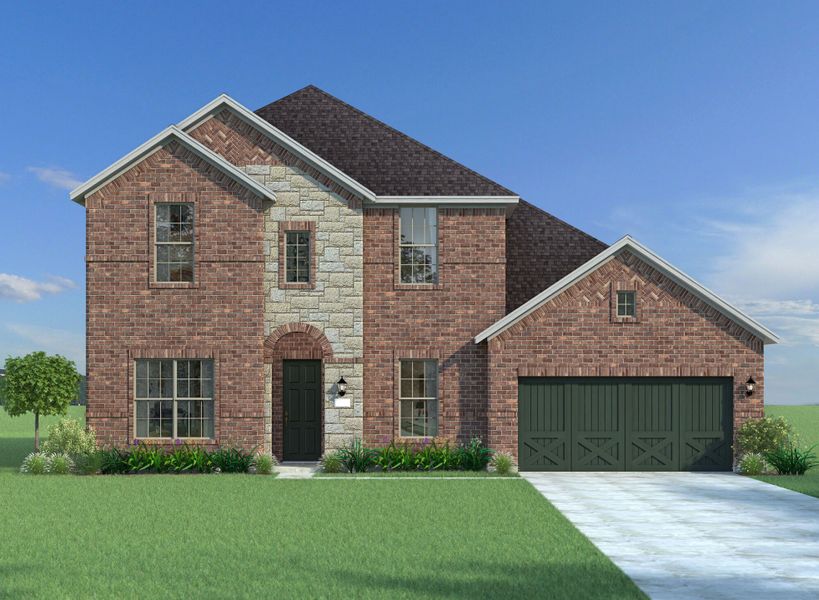Representative exterior photo of a completed home built from the Chelsea II by Mattamy Homes in Villages of Creekwood, Frisco, TX (Image 2).