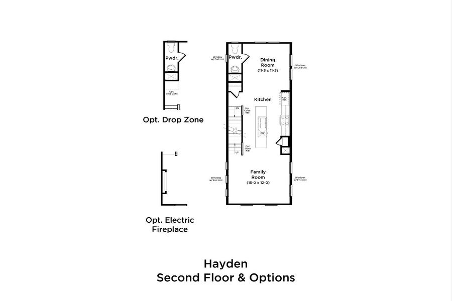 2D floor plan layout for the Hayden by DRB Homes in Clear Springs Townhomes, North Charleston, SC (Image 3).
