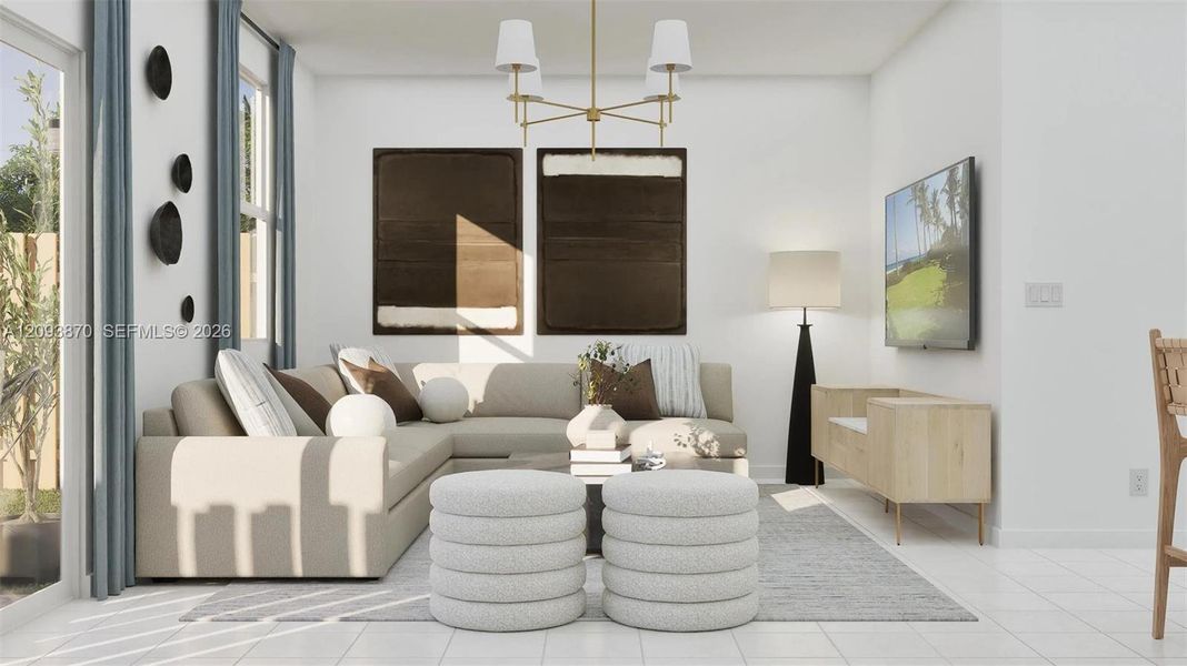 Furnished interior view inside a new home in RosaBella, Miami (Image 6).