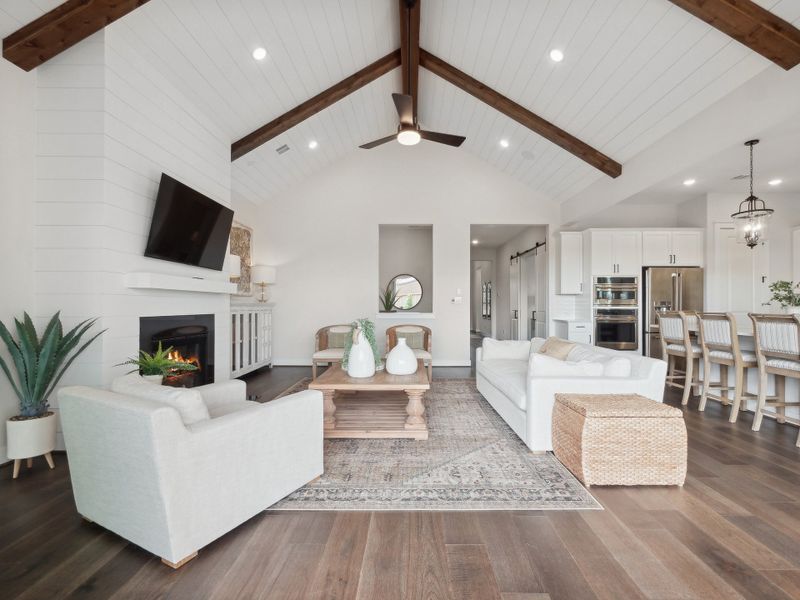 Great room with vaulted ceiling Great room with vaulted ceiling