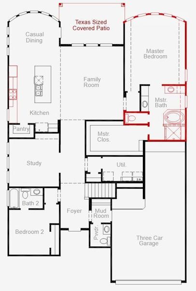 2D floor plan layout of this home in The Meadows at Imperial Oaks 60', Conroe, TX (Image 4). 2D floor plan layout of this home in The Meadows at Imperial Oaks 60', Conroe, TX (Image 4).