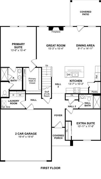 The Sweet Pea floor plan by K. Hovnanian Homes. 1st Floor shown. *Prices, plans, dimensions, features, specifications, materials, and availability of homes or communities are subject to change without notice or obligation.