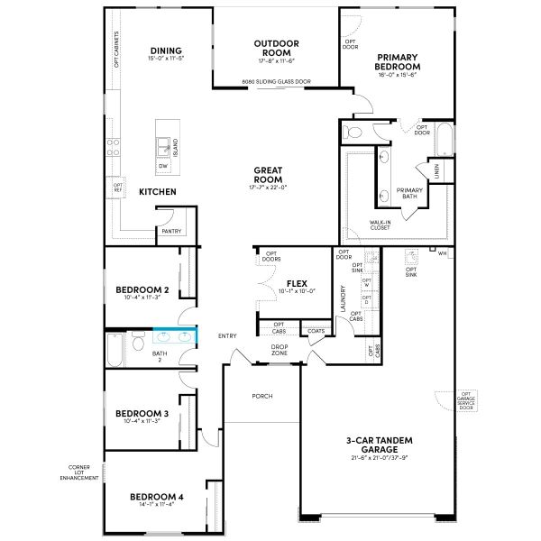 2D floor plan layout for the Lily by Brookfield Residential in Mariposa at Blossom Rock, Apache Junction, AZ (Image 27).
