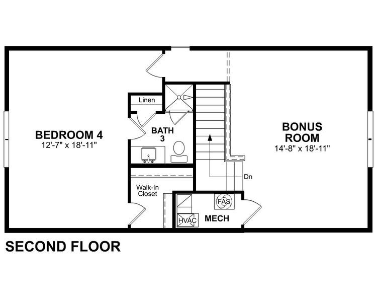 2D floor plan layout for the Leyland by Beazer Homes in Marshfield, Longs, SC (Image 4).
