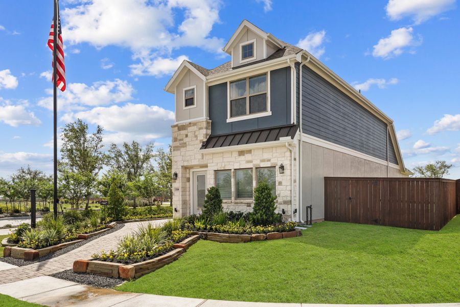 Front exterior of a new home in Bridgeland, Cypress, TX, highlighting curb appeal (Image 30).