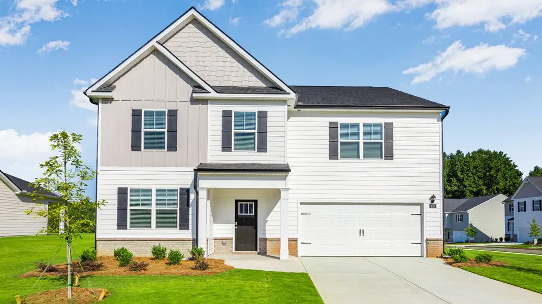Front exterior of a new home in Jackson Landing, Jefferson, GA, highlighting curb appeal (Image 1). Front exterior of a new home in Jackson Landing, Jefferson, GA, highlighting curb appeal (Image 1).