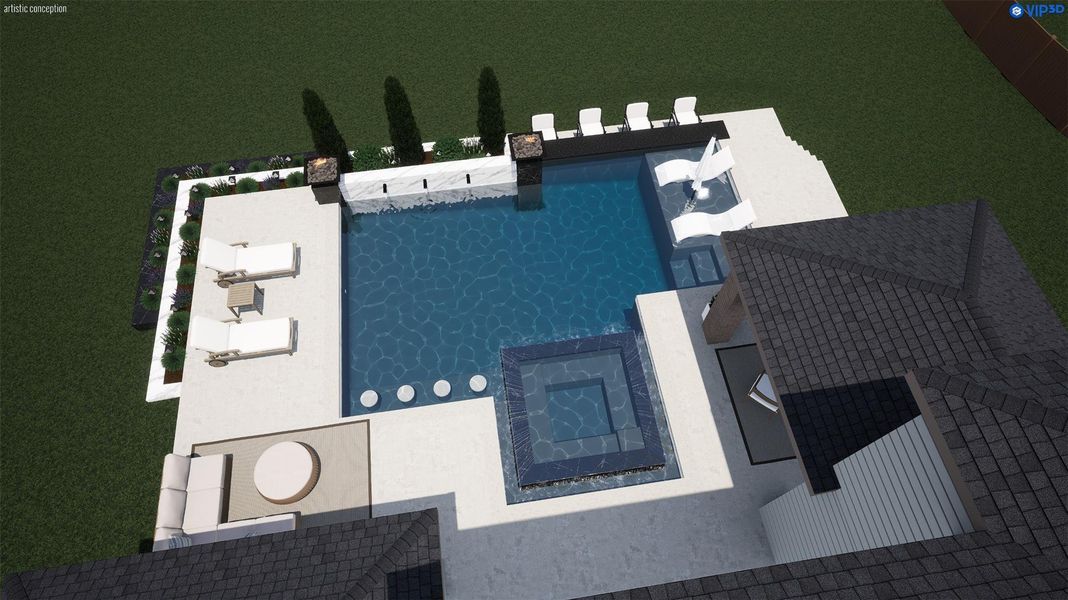 Buyer(s) to independently verify that the lot will fit the pool they would like to have. Picture is for illustration only and is a Pool Rendering.  There is No Pool in this backyard.