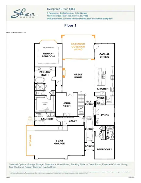 2D floor plan layout of this home in Evergreen 60', Conroe, TX (Image 1). 2D floor plan layout of this home in Evergreen 60', Conroe, TX (Image 1).