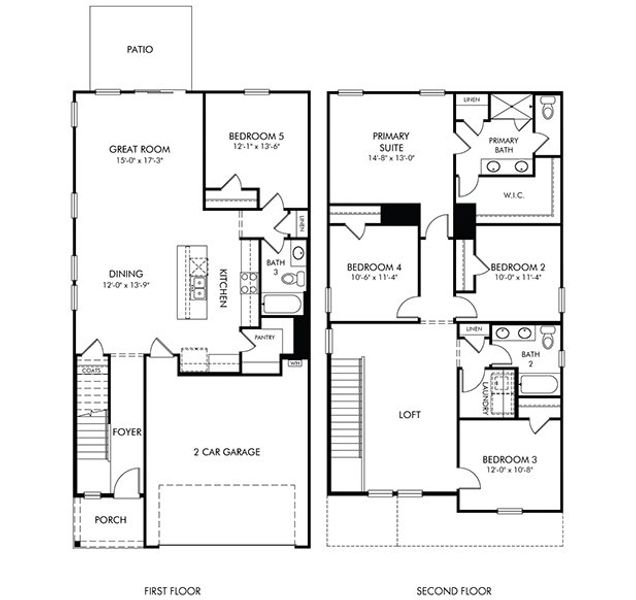 2D floor plan layout of this home in Brayfield Manor - Heritage Collection, Wellford, SC (Image 2). 2D floor plan layout of this home in Brayfield Manor - Heritage Collection, Wellford, SC (Image 2).