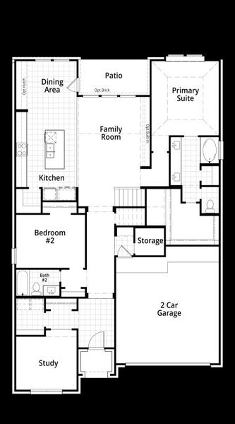 2D floor plan layout for the Torres by Highland Homes in Indigo: 50ft. lots, Richmond, TX (Image 7).
