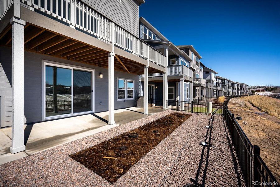 Exterior details and patio area of a home in Trailside at Cottonwood Creek, Colorado Springs (Image 3).