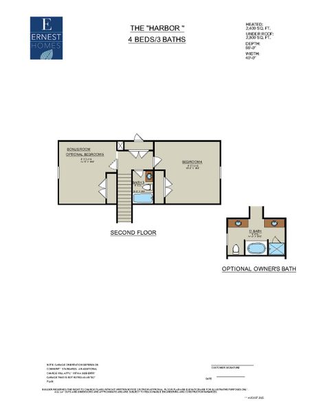 2D floor plan layout for the Harbor by Ernest Homes in Wexford, Richmond Hill, GA (Image 7).