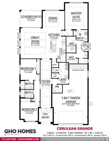 2D floor plan layout for the Cerulean Grande by GHO Homes in Seaglass, Vero Beach, FL (Image 3). 2D floor plan layout for the Cerulean Grande by GHO Homes in Seaglass, Vero Beach, FL (Image 3).