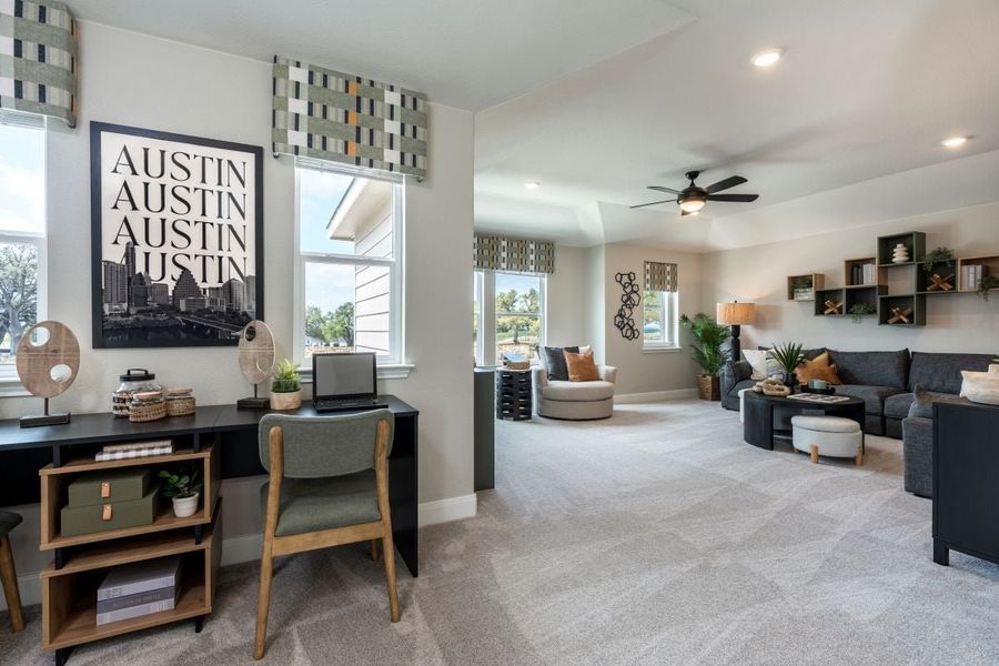 Representative furnished interior of a home built from the 2527 Modeled by KB Home in Creekside at Estancia, Austin (Image 12).
