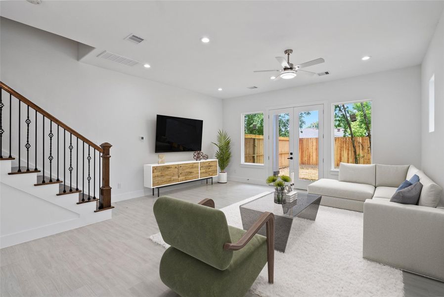 Virtually staged living room