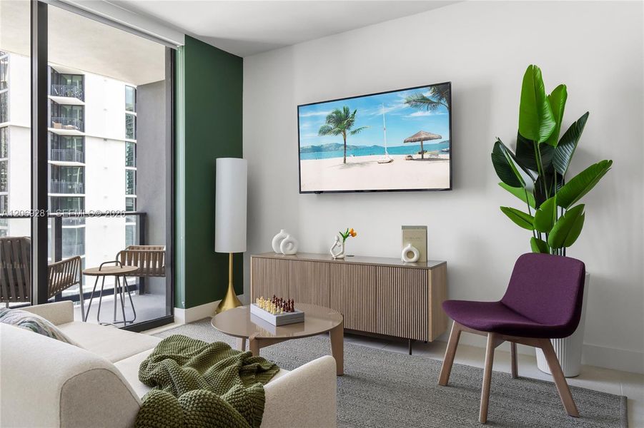 Furnished interior view inside a new home in , Miami (Image 16). Furnished interior view inside a new home in , Miami (Image 16).
