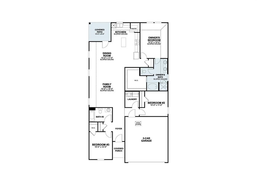 2D floor plan layout of this home in Cascades at Onion Creek, Austin, TX (Image 4).